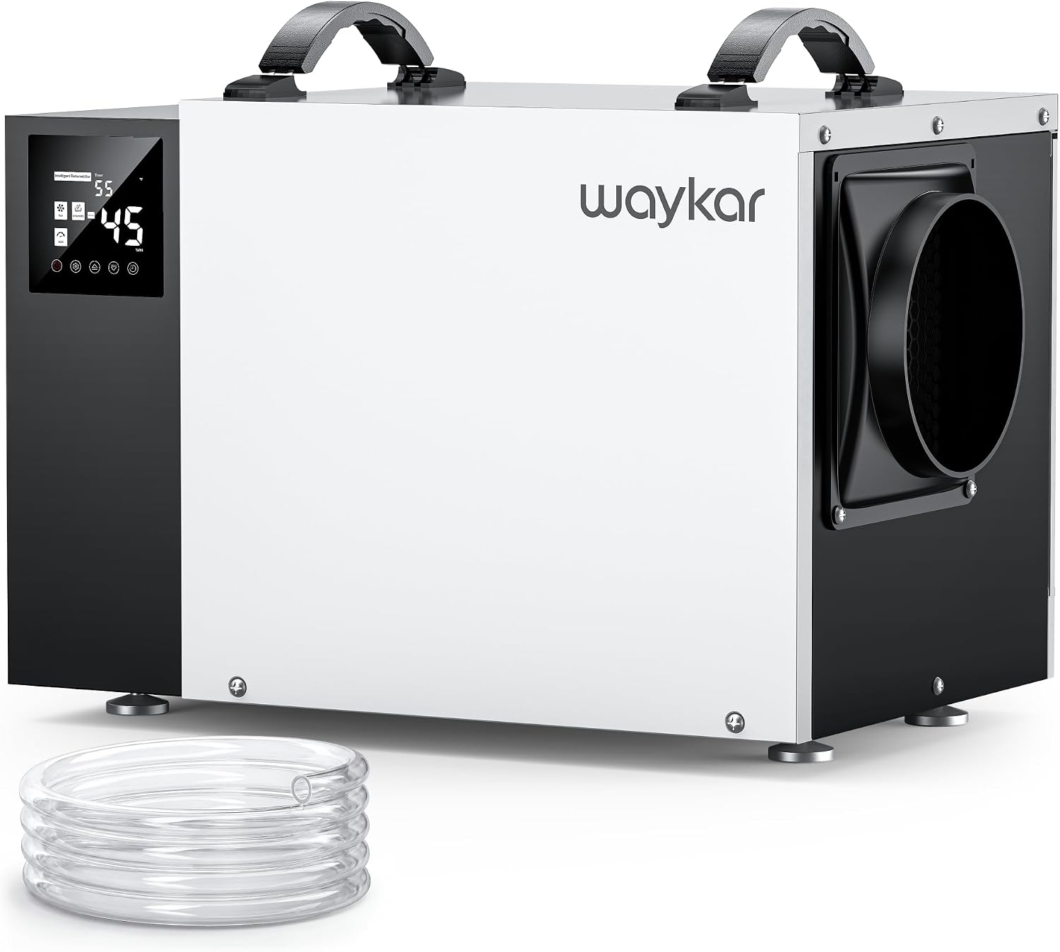 Waykar 125 Pint Crawl Space Dehumidifier with Pump & Drain Hose for Basements, Commercial & Water Damage Spaces up to 6500 Sq. Ft., Compact, Strong Dehumidification, 5-Year Quality Coverage