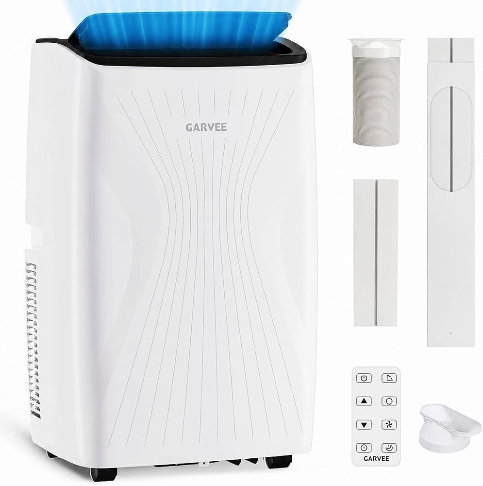 14,000 BTU Portable Air Conditioner, 4-IN-1 Portable AC Unit for Large Rooms Up to 750 Sq. Ft. with Cooling, Dehumidifier, Fan, Sleep, Auto Swing, LED Display, 24H Timer, Remote & Installation Kits