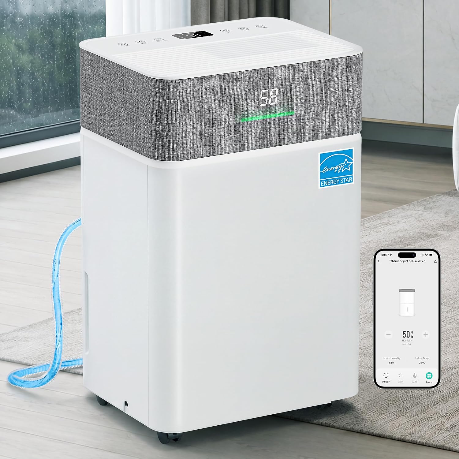 Tehanld 50 Pint Dehumidifier for Basement, Energy Star Dehumidifiers